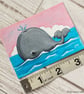 Whale Pink Skies Blue Seas - Original ACEO Painting - Image 2