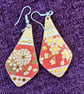 Stylish Cherry Blossom Boho Teardrop Earrings – Golden & Pink Washi Tape Dangles - Image 9