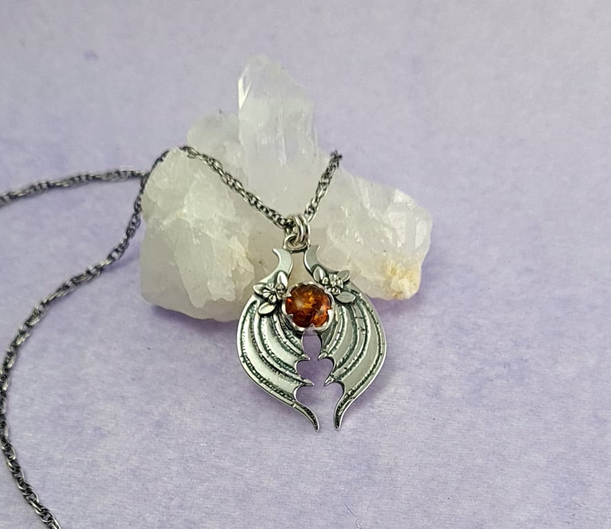 Amber Dragon Wing Pendant