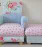 Laura Ashley Patchwork Fabrics Chair & Footstool Shabby Chic Roses Gingham New - Image 2