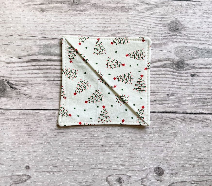 Christmas trees cream cotton fabric corner bookmark. Book lovers gift.