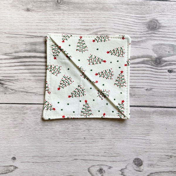 Christmas trees cream cotton fabric corner bookmark. Book lovers gift.