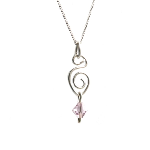 Mauve Faceted Swarovski and Sterling Silver Necklace