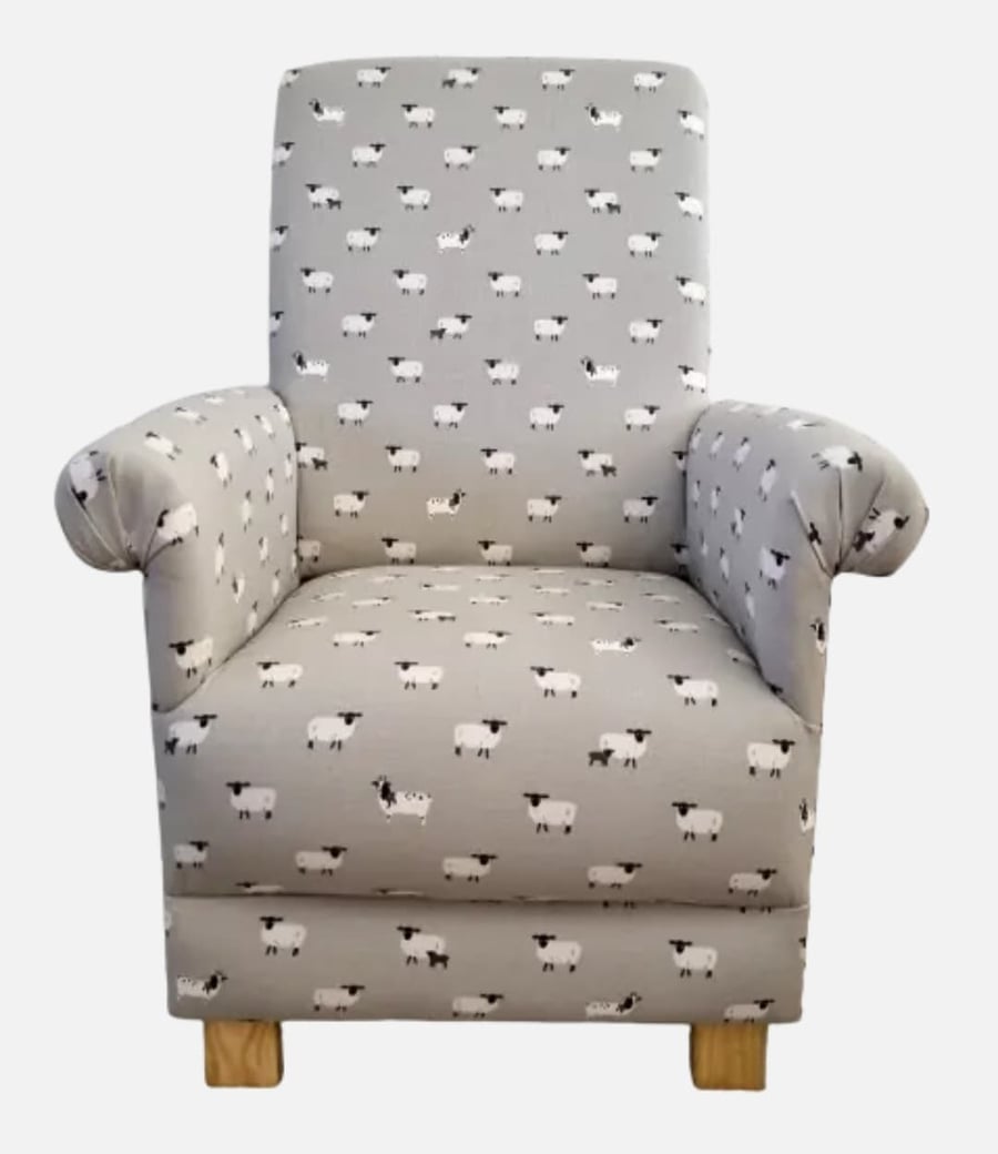 Sophie Allport Sheep Kids Chair Children's Armchair Grey Cream Lambs Farm Animal