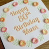 Happy 80th birthday mum card, paper quilling