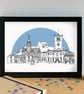 Kendal Landmarks Skyline Art Print - Image 1