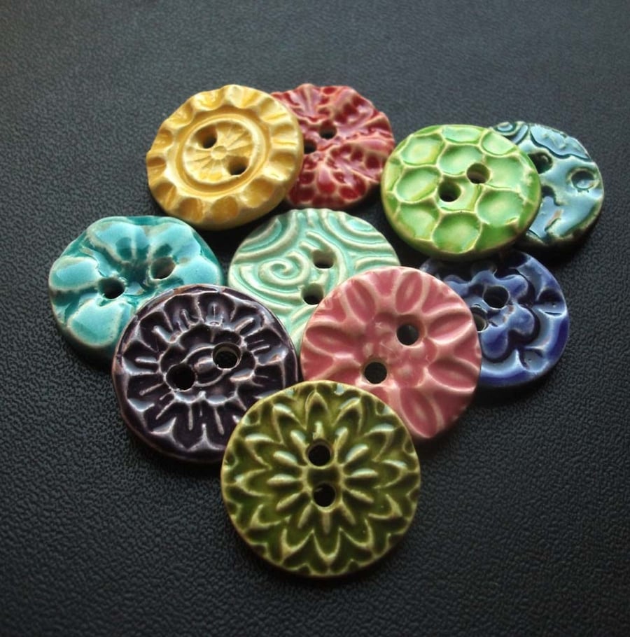 Set of 10 handmade ceramic buttons