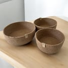 Handmade Jute Bowl Set: Rustic Boho Organizer, Eco-Friendly Decor