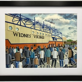 Widnes Vikings DCBL Stadium, High Quality Framed Rugby Art Print.