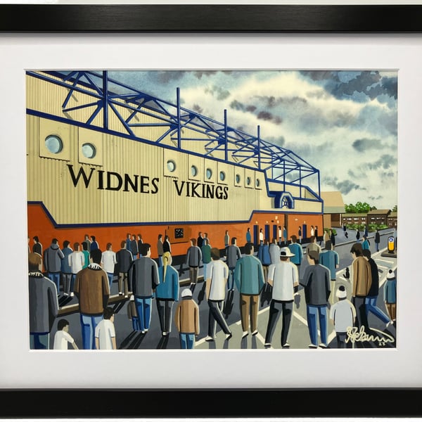 Widnes Vikings DCBL Stadium, High Quality Framed Rugby Art Print.