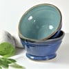 Smooth Blue Breakfast - Soup - Salad - Olive - Tapas Bowl Ceramic Stoneware 