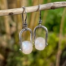 Silver and moonstone small dangle earrings 