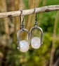 Silver and moonstone small dangle earrings 