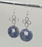 Handmade Sodalite Donut Earrings with Silver Clover Charms, Sterling Silver - Image 1