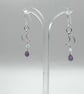 Sterling Silver Moon with Faceted Amethyst Drop – Celestial Handmade Earrings