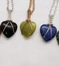 Handmade wire wrapped heart shaped semi-precious stone