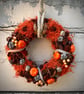 Halloween pumpkin dried floral wreath farmhouse door hanging country home decor - Image 1