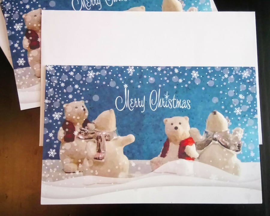 Polar Bears in the Snow - Pack of five cards - Reduced Price