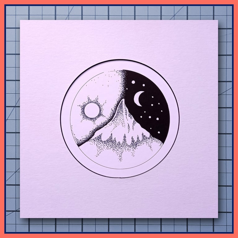 Night Follows Day – Mounted Print – 23x23cm Frame Ready