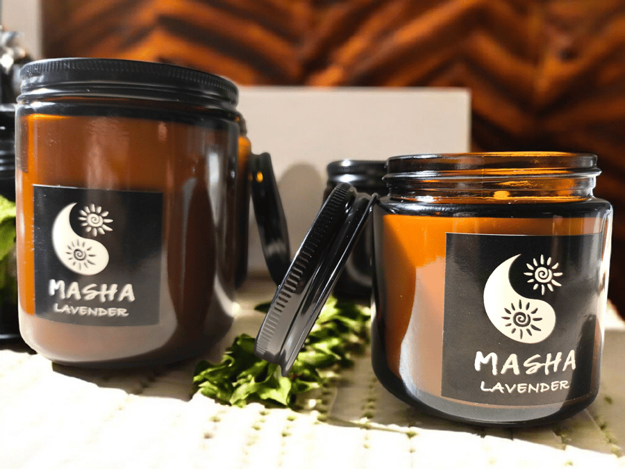 Lavender Scented Soy Wax Candle - Gift Candle - Amber Jar - 100% Natural -190 ML
