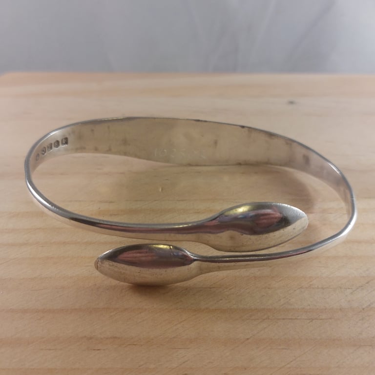 Upcycled Silver Plated Plain Sugar Tong Bangle (SPBA102502)
