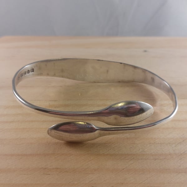 Upcycled Silver Plated Plain Sugar Tong Bangle (SPBA102502)