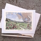 Pink Campion Wildflowers. Blank Card. Handpainted Card