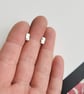 Tiny Rectangular Hammered Recycled Sterling Silver Stud Earrings - Image 3