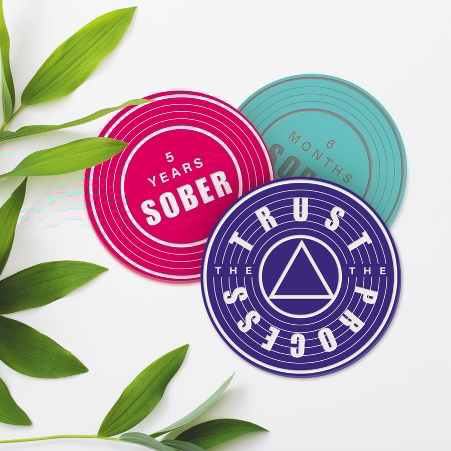 Trust The Process - Grooves Acrylic Sobriety Chip: Customisable Sober Token 