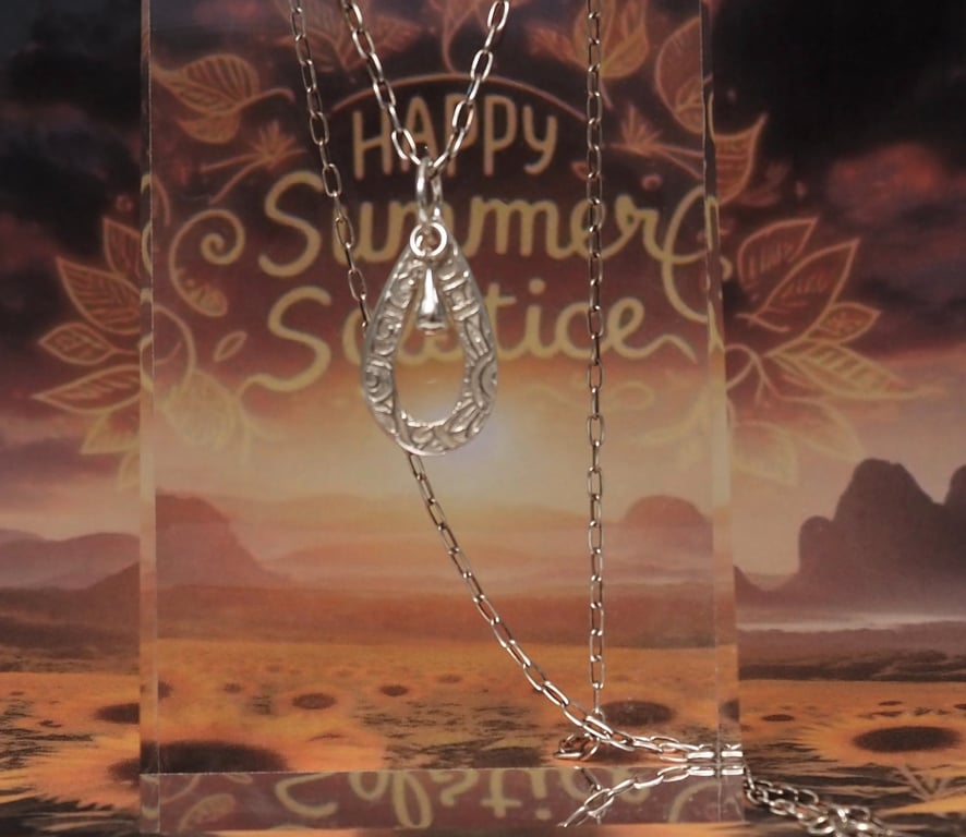 Sunflowers and Sunshine  Solstice -  Pendant necklace - PMC - recycled silver 