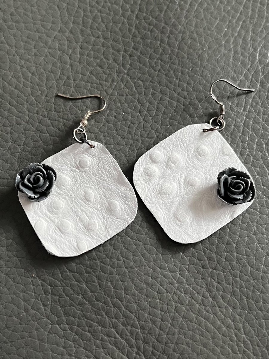 White Handcrafted Leather Earrings - Minimalist Leather Jewellery 