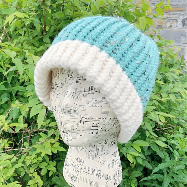 Chunky Knit Hat. Fisherman Style Hat. Beanie. Beanies. Blue Hat. Turquoise Hat.