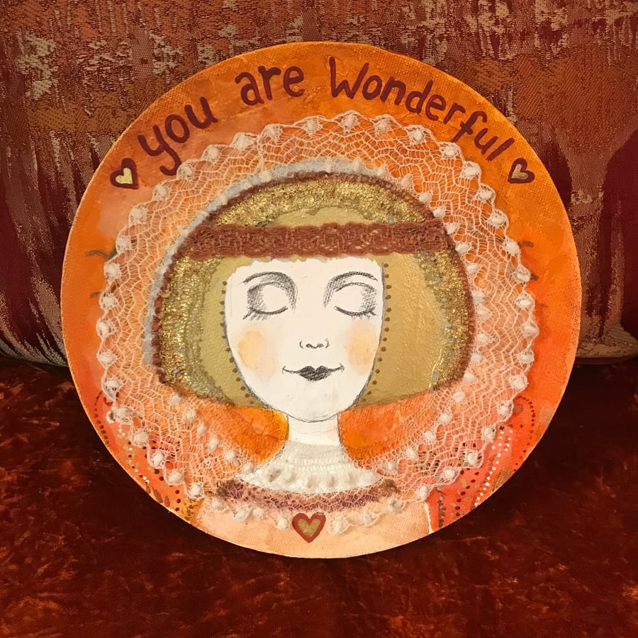 SALE! Original mixed media 8" art piece