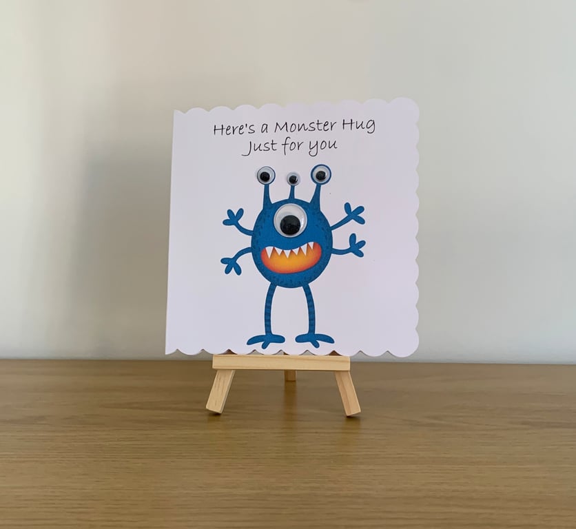 Googly Eye Monster Hug Greeting Card. Design 2