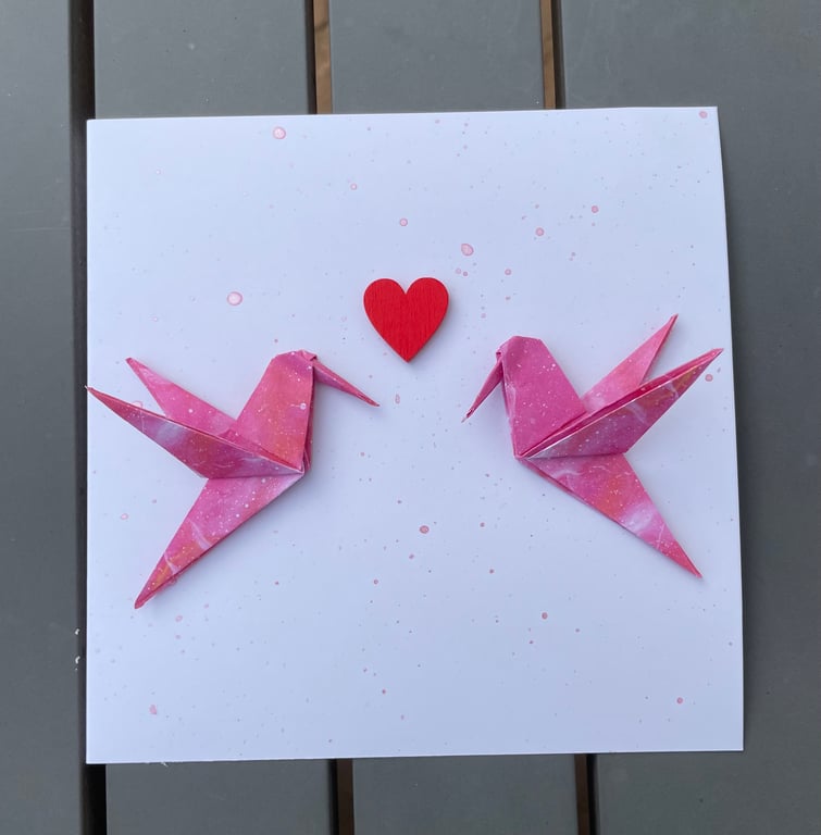 Origami love heart card
