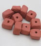 10 Small Unglazed Terracotta Flat Cube Clay Beads - Image 3