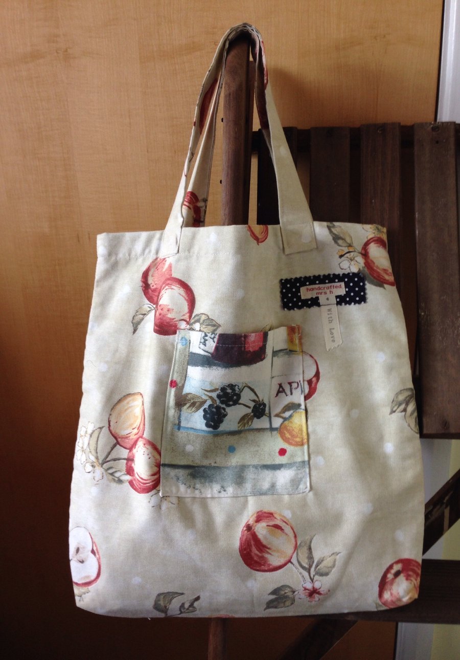 Apple and blackberry  tote shopping bag
