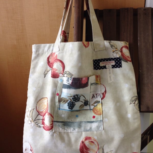 Apple and blackberry  tote shopping bag