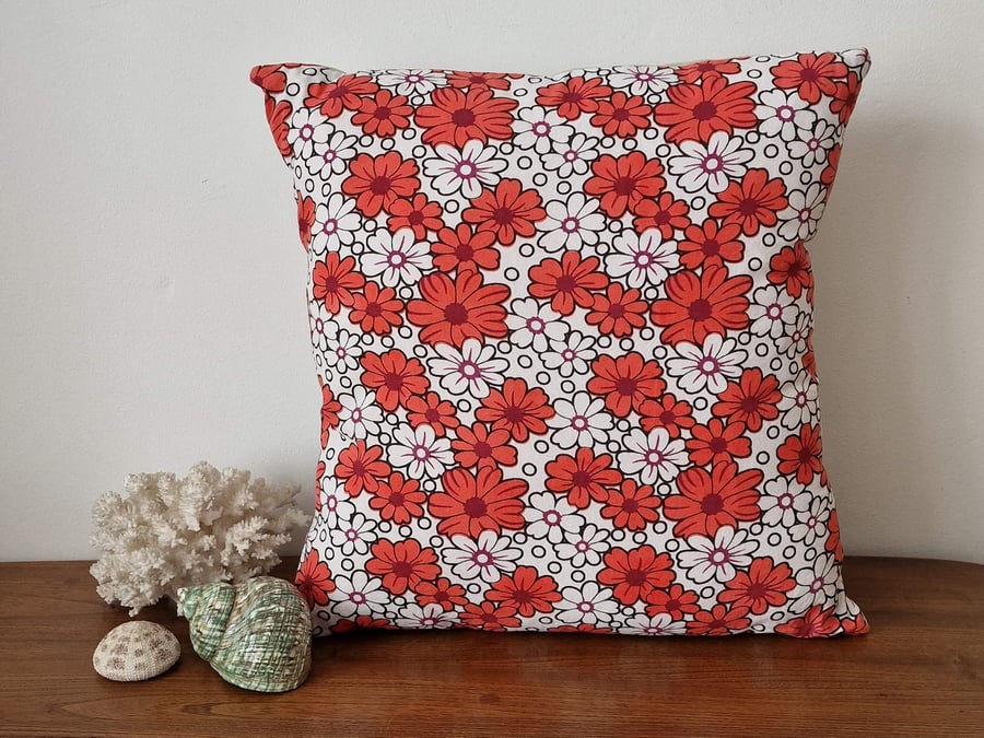 Handmade floral cushion cover vintage 1960s 1970s fabric envelope
