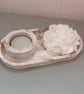 Blush Marbled Oval Tray Set with Flower Fragrance Stone and Tealight Holder