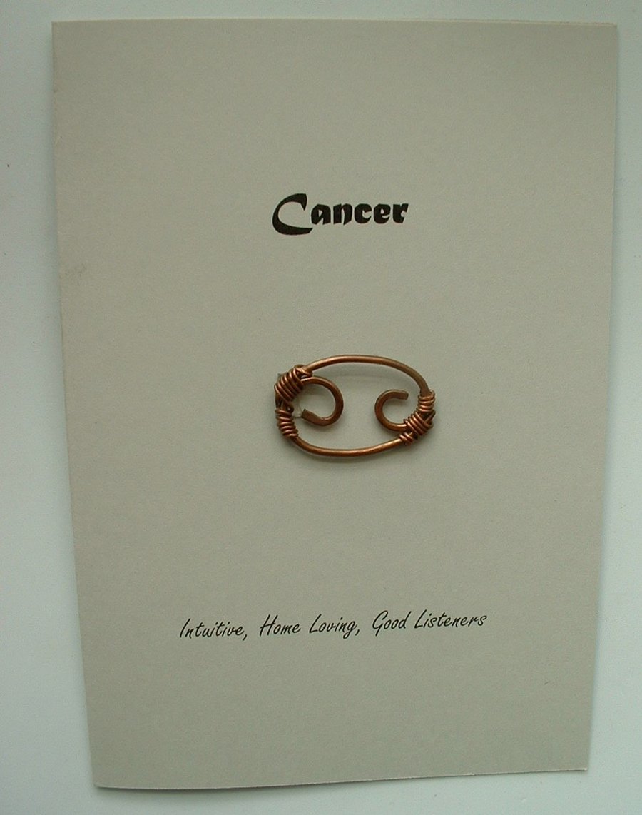 Cancer Zodiac Greeting Card with Copper Wire 