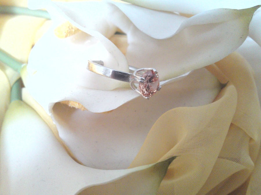 Orange Cubic Sterling Silver Ring