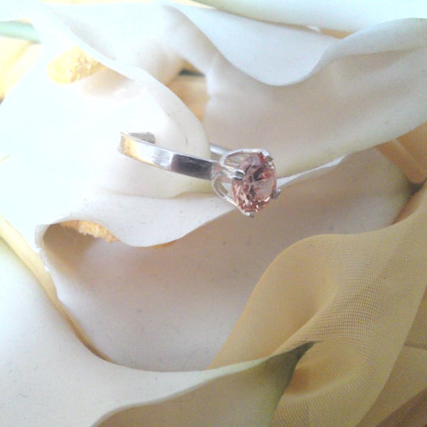 Orange Cubic Sterling Silver Ring