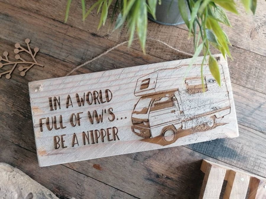 Handmade Rustic Wooden Elddis Nipper Campervan Sign