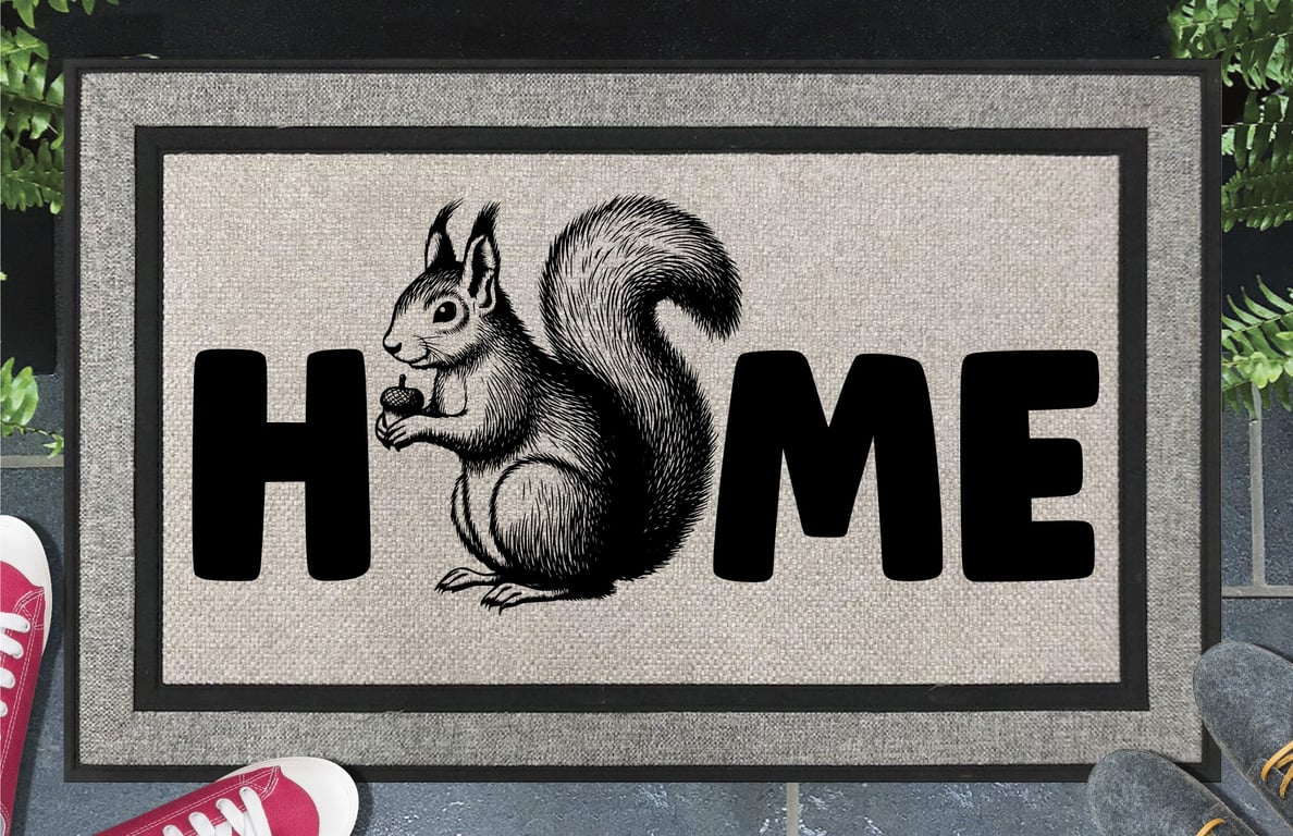 Squirrel Home Door Mat No.2 - Squirrel Welcome Mat - All Weather, 45x70cm 