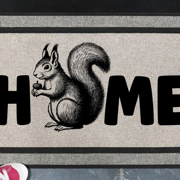Squirrel Home Door Mat No.2 - Squirrel Welcome Mat - All Weather, 45x70cm 