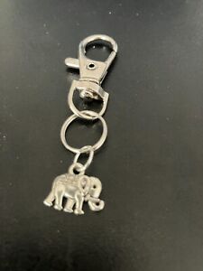 elephant keyring bag charm zip puller swivel clip on key chain lanyard