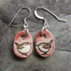 Wren ceramic and sterling silver drop earrings in rose pink