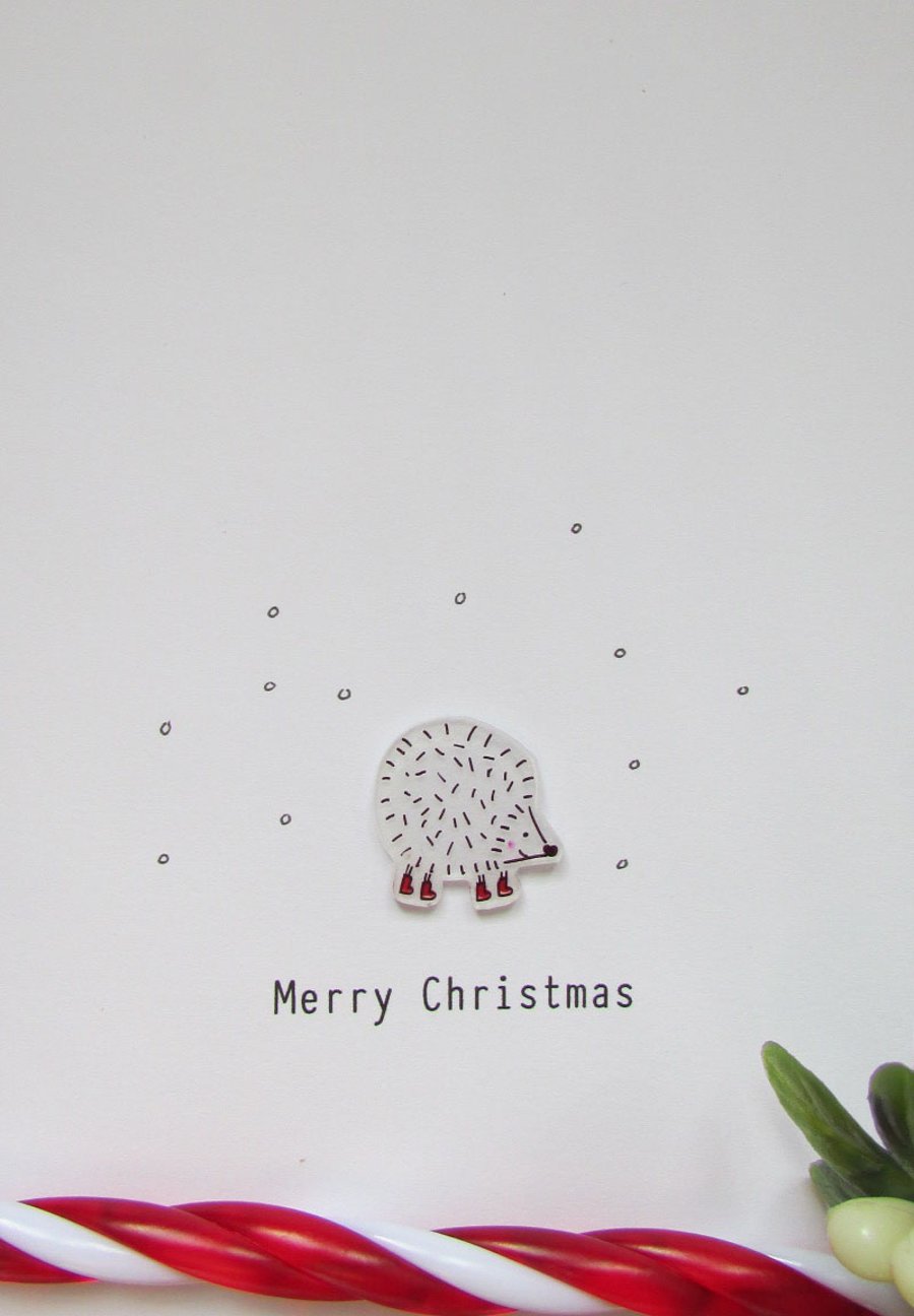 Christmas card - Snowy Hedgehog