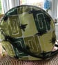 Round Zip Top Cross Body Bag in a Green Mid Century Fabric